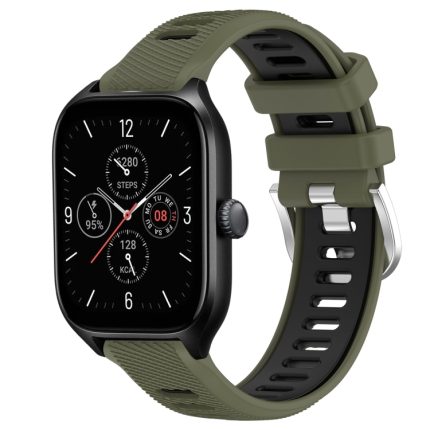 Για Amazfit GTS 4 22mm Cross Texture λουράκι  ρολογιού με πόρπη από σιλικόνη δύο χρωμάτων (Army Green+Black)
