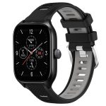 Για Amazfit GTS 4 22mm Cross Texture λουράκι  ρολογιού με πόρπη από σιλικόνη δύο χρωμάτων (Μαύρο+Γκρι)