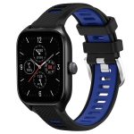 Για Amazfit GTS 4 22mm Cross Texture λουράκι ρολογιού με πόρπη από σιλικόνη δύο χρωμάτων (Μαύρο+Μπλε)