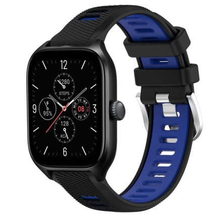Για Amazfit GTS 4 22mm Cross Texture λουράκι ρολογιού με πόρπη από σιλικόνη δύο χρωμάτων (Μαύρο+Μπλε)
