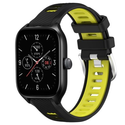 Για Amazfit GTS 4 22mm Cross Texture λουράκι  ρολογιού με πόρπη από σιλικόνη δύο χρωμάτων (Μαύρο+πράσινο)