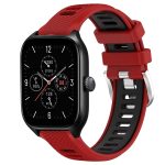 Για Amazfit GTS 4 22mm Cross Texture λουράκι ρολογιού με πόρπη από σιλικόνης δύο χρωμάτων (κόκκινο+μαύρο)