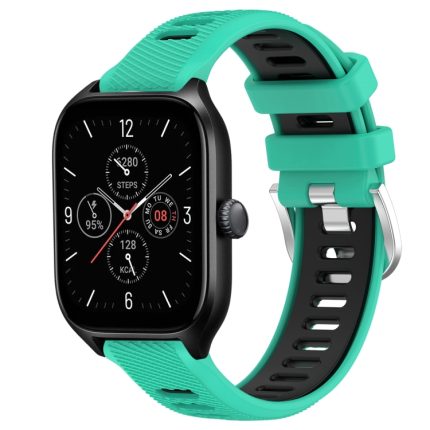 Για Amazfit GTS 4 22mm Cross Texture λουράκι  ρολογιού με πόρπη από σιλικόνη δύο χρωμάτων (Lake Blue+Black)