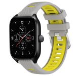 Για Amazfit GTS 4 22mm Cross Texture λουράκι ρολογιού με πόρπη από σιλικόνη δύο χρωμάτων (Γκρι+κίτρινο)