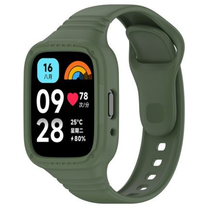 For Redmi Watch 3 Active Integrated Fully Enclosed Silicone Watch Band(Dark Green)