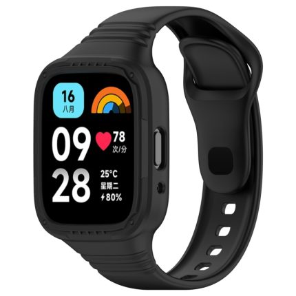 For Redmi Watch 3 Active Integrated Fully Enclosed Silicone Watch Band(Black)