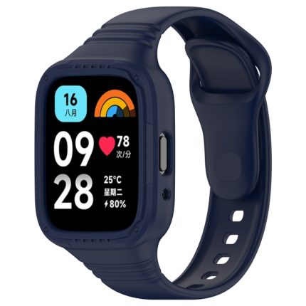 For Redmi Watch 3 Active Integrated Fully Enclosed Silicone Watch Band(Ink Blue)