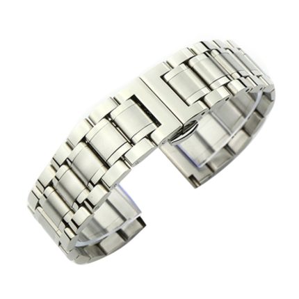 10mm Steel Bracelet Butterfly Buckle Five Beads Unisex Stainless Steel Solid Watch Strap, Color:Silver