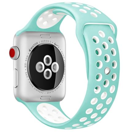 Για Apple Watch Series 9&8&7 41mm / SE 3&SE 2&6&SE&5&4 40mm / 3&2&1 38mm Μοντέρνο κλασικό λουράκι  σιλικόνης (Λευκό πράσινο)