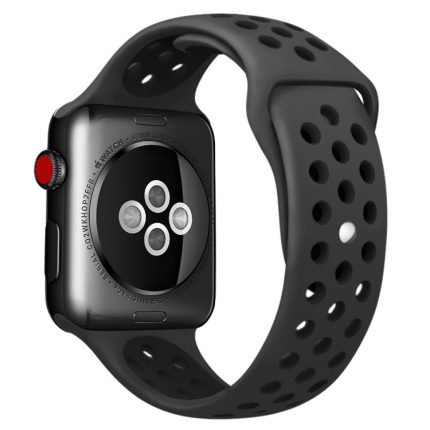 Για Apple Watch Series 9&8&7 41mm / SE 3&SE 2&6&SE&5&4 40mm / 3&2&1 38mm μοντέρνο κλασικό λουράκι σιλικόνης (Μαύρο)