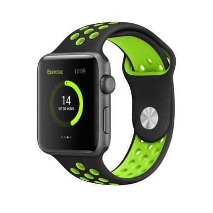 Για Apple Watch Series 7 41mm / 6 & SE & 5 & 4 40mm / 3 & 2 & 1 38mm μοντέρνο κλασικό λουράκι σιλικόνης (Μαύρο πράσινο)