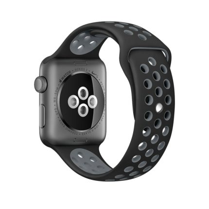 Για Apple Watch Series 9&8&7 41mm / SE 3&SE 2&6&SE&5&4 40mm / 3&2&1 38mm Μοντέρνο κλασικό λουράκι σιλικόνης (Μαύρο γκρι)