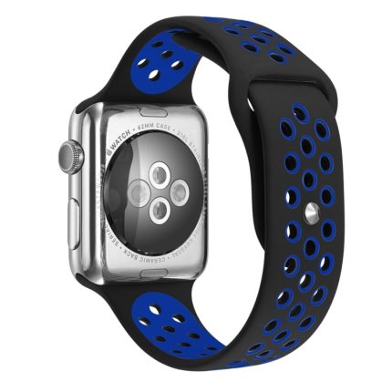 Για Apple Watch Series 7 41mm / 6 & SE & 5 & 4 40mm / 3 & 2 & 1 38mm μοντέρνο κλασικό λουράκι σιλικόνης (Μαύρο μπλε)