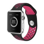 Για Apple Watch Series 7 41mm / 6 & SE & 5 & 4 40mm / 3 & 2 & 1 38mm μοντέρνο κλασικό λουράκι  σιλικόνης (Μαύρο ροζ κόκκινο) - Image 2