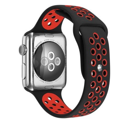 Για Apple Watch Series 9&8&7 41mm / SE 3&SE 2&6&SE&5&4 40mm / 3&2&1 38mm Μοντέρνο λουράκι  σιλικόνης (Μαύρο κόκκινο)