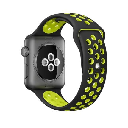 Για Apple Watch Series 7 41mm / 6 & SE & 5 & 4 40mm / 3 & 2 & 1 38mm μοντέρνο κλασικό λουράκι σιλικόνης (Μαύρο κίτρινο)