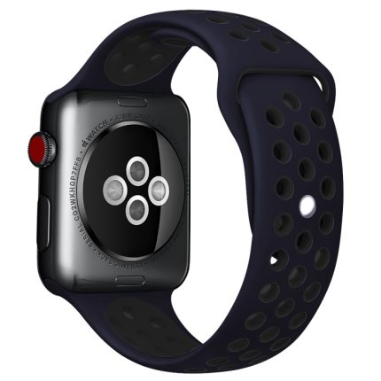Για Apple Watch Series 9&8&7 41mm / SE 3&SE 2&6&SE&5&4 40mm / 3&2&1 38mm Μοντέρνο κλασικό λουράκι σιλικόνης (Μπλε Μαύρο)