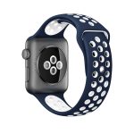 Για Apple Watch Series 9&8&7 41mm / SE 3&SE 2&6&SE&5&4 40mm / 3&2&1 38mm Μοντέρνο κλασικό λουράκι σιλικόνης (σκούρο μπλε λευκό) - Image 3