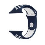 Για Apple Watch Series 9&8&7 41mm / SE 3&SE 2&6&SE&5&4 40mm / 3&2&1 38mm Μοντέρνο κλασικό λουράκι σιλικόνης (σκούρο μπλε λευκό) - Image 5