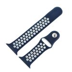 Για Apple Watch Series 9&8&7 41mm / SE 3&SE 2&6&SE&5&4 40mm / 3&2&1 38mm Μοντέρνο κλασικό λουράκι σιλικόνης (σκούρο μπλε λευκό) - Image 6