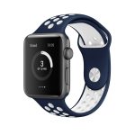 Για Apple Watch Series 9&8&7 41mm / SE 3&SE 2&6&SE&5&4 40mm / 3&2&1 38mm Μοντέρνο κλασικό λουράκι σιλικόνης (σκούρο μπλε λευκό) - Image 2