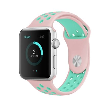 Για Apple Watch Series 9&8&7 41mm / SE 3&SE 2&6&SE&5&4 40mm / 3&2&1 38mm Μοντέρνο κλασικό λουράκι σιλικόνης (ροζ πράσινο)