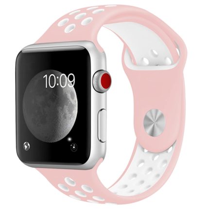 Για Apple Watch Series 7 41mm / 6 & SE & 5 & 4 40mm / 3 & 2 & 1 38mm μοντέρνο κλασικό λουράκι σιλικόνης (ροζ λευκό)