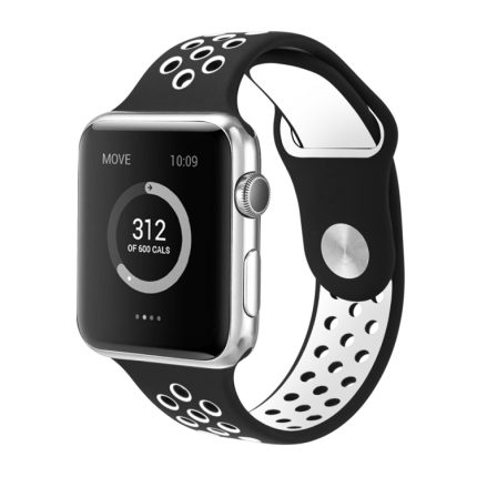 Για Apple Watch Series 9&8&7 41mm / SE 3&SE 2&6&SE&5&4 40mm / 3&2&1 38mm Μοντέρνο κλασικό λουράκι σιλικόνης (Μαύρο Λευκό)