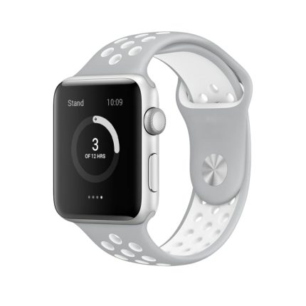Για Apple Watch Series 9&8&7 41mm / SE 3&SE 2&6&SE&5&4 40mm / 3&2&1 38mm Μοντέρνο κλασικό λουράκι σιλικόνης (Γκρι Λευκό)