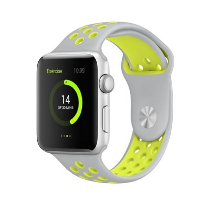 Για Apple Watch Series 7 41mm / 6 & SE & 5 & 4 40mm / 3 & 2 & 1 38mm μοντέρνο κλασικό λουράκι  σιλικόνης (Γκρι κίτρινο)
