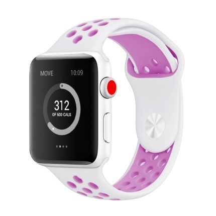 Για Apple Watch Series 7 41mm / 6 & SE & 5 & 4 40mm / 3 & 2 & 1 38mm μοντέρνο κλασικό λουράκι σιλικόνης (Λευκό μωβ)