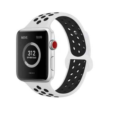 Για Apple Watch Series 9&8&7 41mm / SE 3&SE 2&6&SE&5&4 40mm / 3&2&1 38mm Μοντέρνο κλασικό λουράκι  σιλικόνης (λευκό μαύρο)