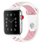 Για Apple Watch Series 7 41mm / 6 & SE & 5 & 4 40mm / 3 & 2 & 1 38mm μοντέρνο κλασικό λουράκι σιλικόνης (Λευκό ροζ