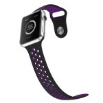 Για Apple Watch Series 7 41mm / 6 & SE & 5 & 4 40mm / 3 & 2 & 1 38mm μοντέρνο  κλασικό  λουράκι σιλικόνης (Μαύρο Μωβ) - Image 3