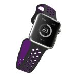 Για Apple Watch Series 7 41mm / 6 & SE & 5 & 4 40mm / 3 & 2 & 1 38mm μοντέρνο  κλασικό  λουράκι σιλικόνης (Μαύρο Μωβ) - Image 4