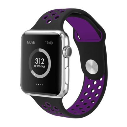 Για Apple Watch Series 7 41mm / 6 & SE & 5 & 4 40mm / 3 & 2 & 1 38mm μοντέρνο  κλασικό  λουράκι σιλικόνης (Μαύρο Μωβ)