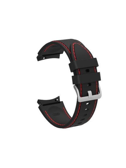For Samsung Galaxy Watch4 / Watch4 Classic Silicone Stitching Watch Band(Black Red)