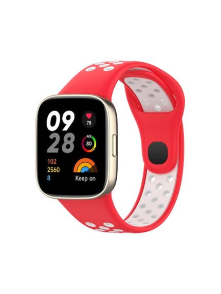 For Xiaomi Redmi Watch 3   Sports Two-Color Silicone Watch Band(ΑΣΠΡΟ+ΚΟΚΚΙΝΟ)