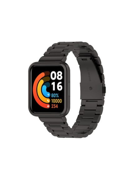 Three-bead Steel Watch Band for Xiaomi Redmi Watch 2 Lite International Version (Black)