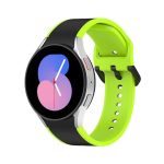 For Samsung Galaxy Watch4 Classic 46mm / Watch4 44mm Two-color Silicone Watch Band (ΜΑΥΡΟ + ΠΡΑΣΙΝΟ )