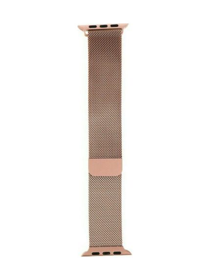 Λουράκι Milanese Loop για Apple Watch 42mm / 44mm / 45 mm – Ροζ / Χρυσό