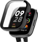 Για Redmi Watch 3 Active  2 in 1 Θήκη Προστασίας + Tempered Glass Ενσωματωμένη προστατευτική θήκη ρολογιού (Μαύρη)