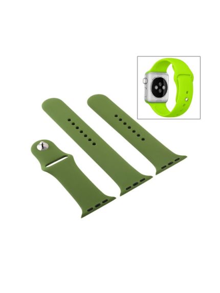 Για Apple Watch Series 7 41mm / 6 & SE & 5 & 4 40mm / 3 & 2 & 1 38mm Υψηλής απόδοσης συνηθισμένο & μακρύτερο αθλητικό λουράκι ρολογιών από καουτσούκ με κλείσιμο με καρφίτσα (Pinewood Green)