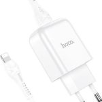 Hoco Φορτιστής με Θύρα USB-A και Καλώδιο Lightning 10.5W Λευκός (N2 Vigour)