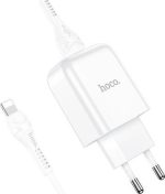 Hoco Φορτιστής με Θύρα USB-A και Καλώδιο Lightning 10.5W Λευκός (N2 Vigour)