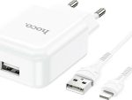Hoco Φορτιστής με Θύρα USB-A και Καλώδιο Lightning 10.5W Λευκός (N2 Vigour) - Image 7