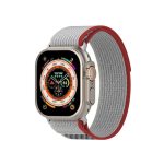 Διπλό έγχρωμο Nylon Hook and Loop Fastener Band Watch For Apple Watch Series 8&7 41mm / SE 2&6&SE&5&4 40mm / 3&2&1 38mm (Red+White)