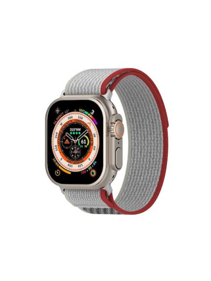 Διπλό έγχρωμο Nylon Hook and Loop Fastener Band Watch For Apple Watch Series 8&7 41mm / SE 2&6&SE&5&4 40mm / 3&2&1 38mm (Red+White)