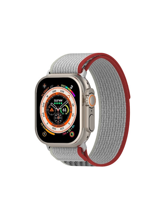 0553462c-ccb3-4aa5-96d6-48249010a9e5_0.jpg Διπλό έγχρωμο Nylon Hook and Loop Fastener Band Watch For Apple Watch Series 8&7 41mm / SE 2&6&SE&5&4 40mm / 3&2&1 38mm (Red+White) - Image 1