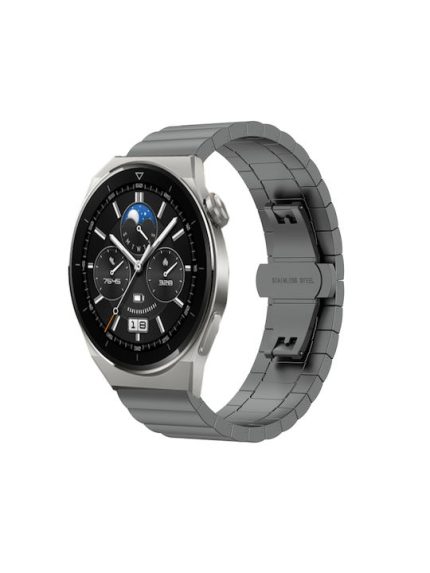 For Huawei Watch GT 3 Pro 43mm 20mm One Bead Butterfly Buckle Metal Steel Watch Band    ΓΚΡΙ